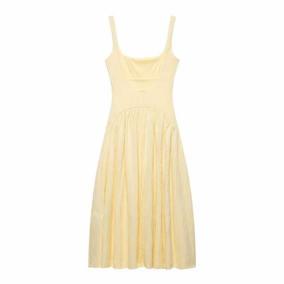 Fashionable textured midi sling dress - Thumbnail 1