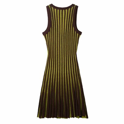 Street fashion striped knitted short vest dress