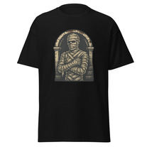Unisex Ancient Mummy Tattoo Art T-Shirt  2D Vector Design, Duotone Beige & Black, High Detail - Several Colors