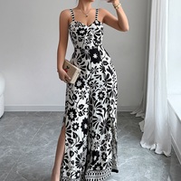 Elegant Twist Print Slip Dress - Thumbnail 2