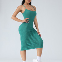 New fashion seamless mesh design suspender skirt solid color hip-lifting yoga dress - Thumbnail 2