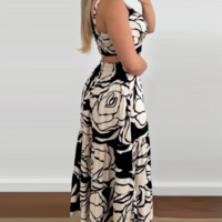 Women'S Sexy Rose Pattern Sling Dress - Thumbnail 2