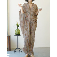 Irregular Printed Silk Loose Dress - Thumbnail 6