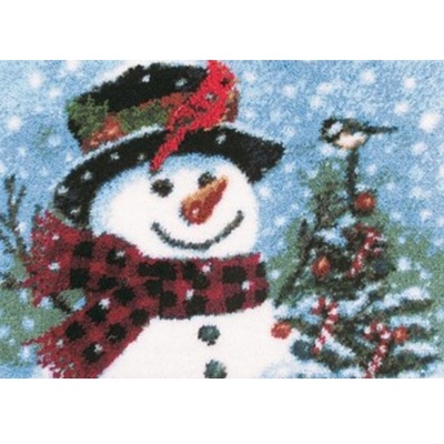 Rug making latch hooking kit (60x40cm printed canvas) | snowman with birds