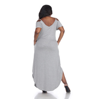 White Mark Women's Plus Size Cold Shoulder Maxi Sun Dress - Thumbnail 5