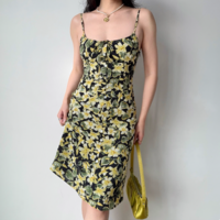 Women's summer mid-length printed suspender skirt - Thumbnail 3