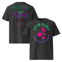 Unisex Organic Cotton T-Shirt | Music Design Front & Back Print - Thumbnail 6