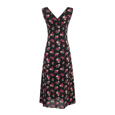 Rose elastic waist retro temperament long skirt