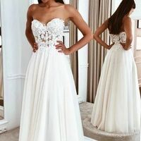 Strapless A-line Beach Wedding Dress, Fashion Custom Made Bridal Dress,1949 - Thumbnail 1