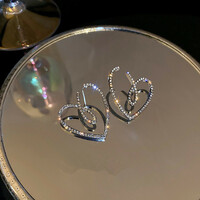 Fashion Shining Hollow out Heart Earrings for women girls jewelry gift - Thumbnail 2