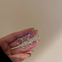 Fashion Shining Hollow out Heart Earrings for women girls jewelry gift - Thumbnail 4
