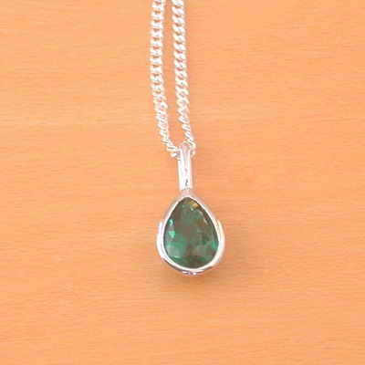Sterling silver emerald pendant & chain/emerald necklace/emerald jewellery/emerald jewelry/silver emerald necklace/may birthstone/gemstone necklace/uk