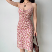 Retro summer print suspender dress - Thumbnail 2
