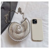 Women's Shoulder Messenger Crossbody Bag Fun Personality Metal Chain Clutch Acrylic Shell Phone Bags - Thumbnail 6
