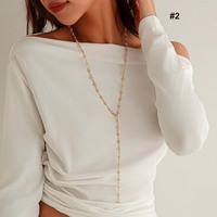 New Fashion Colorfuls Long Y-Shaped Necklace Metal Collarbone Chain  Party Body Jewelry - Thumbnail 4