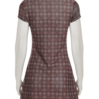 V-neck tie mesh short-sleeved dress - Thumbnail 4