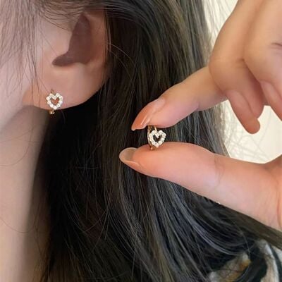 Fashion little heart crystal hoop earrings for women girls 