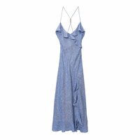 Linen Blend Layered Embellished Slip Dress - Thumbnail 1
