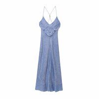 Linen Blend Layered Embellished Slip Dress - Thumbnail 2