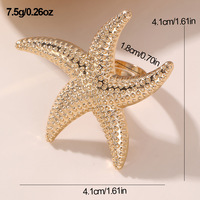 Women Summer Exaggerated Metal Ring Ocean Style Ring Light Luxury Temperament Party Jewelry Gift - Thumbnail 5