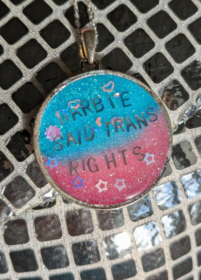 Trans Rights Pride Resin Necklace