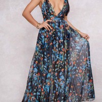 Elegant Summer Women Long Maxi Dress V-Neck Party Beach Sexy Dress - Thumbnail 6
