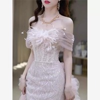 Toast Dress Bridal One Shoulder 2025 New Engagement Dress for Women, High Grade Light Luxury,Evening Dress
 - Thumbnail 2