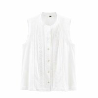 Vertical Lace Romantic Sleeveless Top - Thumbnail 3
