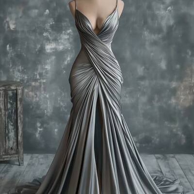 Grey mermaid mother of the bride/ groom dresses formal evening dress - Thumbnail 1