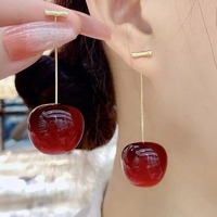 Sweet Red Cherry Pendant Earrings  - Thumbnail 2