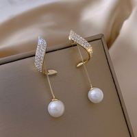 Luxury Simple Classic Imitation Pearl Drop Earrings for Women - Thumbnail 1