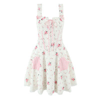 Small and versatile slim fit casual French sweet dress - Thumbnail 1