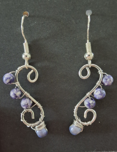 Celestial Vines – Sodalite & Cat’s Eye Wire Wrapped Earrings