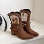 Retro Ethnic Floral Embroidery Cowboy Boots-2