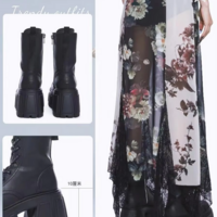 Thick-Soled British Style Punk Platform Black Boots for Women - Thumbnail 3