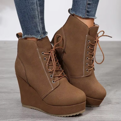 Lace-up platform ankle boots