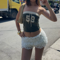 Sexy hot girl digital embroidery design tube top with string short navel-exposing pullover vest - Thumbnail 2