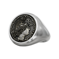 Solid Sterling Silver Greek Mythology Athena Ring - Thumbnail 2