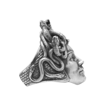 Solid sterling silver greek mythology medusa gorgon ring