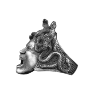 Solid sterling silver greek mythology medusa gorgon ring