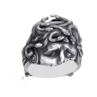 Solid Sterling Silver Greek Mythology Medusa Gorgon Ring - Thumbnail 3