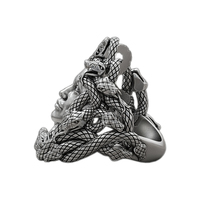 Solid Sterling Silver Greek Mythology Medusa Gorgon Ring - Thumbnail 2