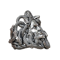 Solid Sterling Silver Greek Mythology Medusa Gorgon Ring - Thumbnail 5