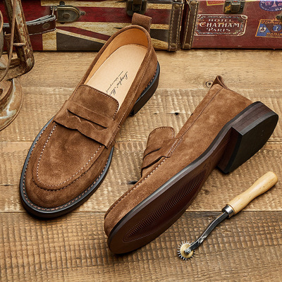 Lightweight soft sole casual breathable shoes genuine leather slip-on driving loafers - Thumbnail 1