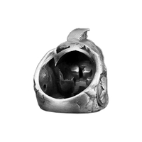 Solid Sterling Silver Greek Mythology Spartan King Leonidas Skull Ring - Thumbnail 5