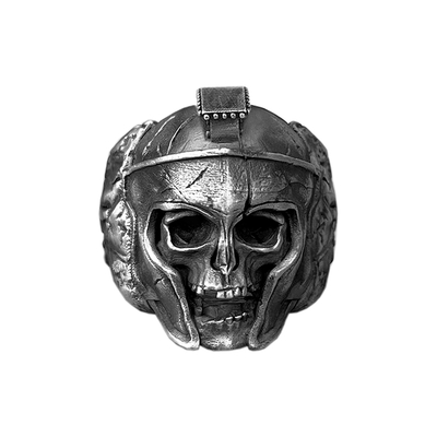 Solid sterling silver greek mythology spartan king leonidas skull ring