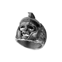 Solid Sterling Silver Greek Mythology Spartan King Leonidas Skull Ring - Thumbnail 5