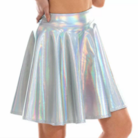 Laser glossy large swing short skirt - Thumbnail 4