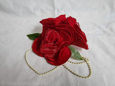 Embroidered Rose Hair Clip