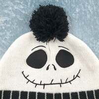 Nightmare Before Christmas Jack Skellington Black and White Beanie with Braids - Thumbnail 1